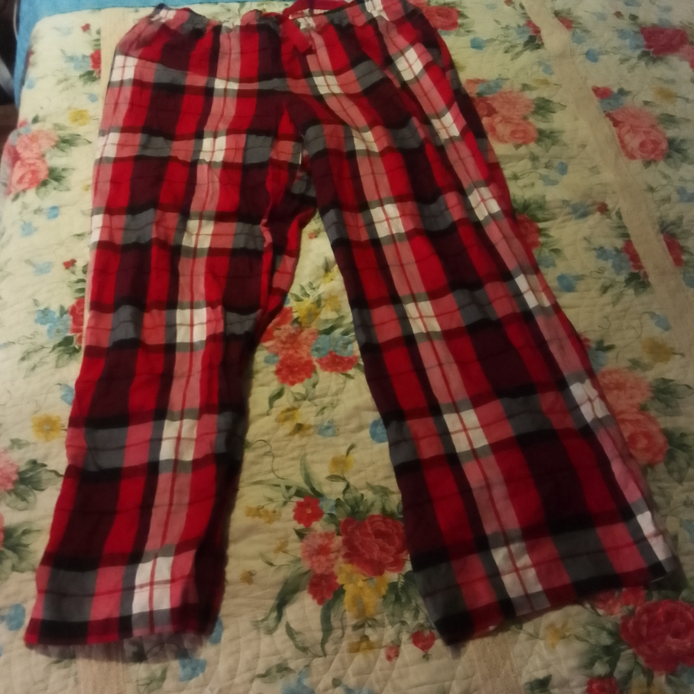 Victoria's Secret Red and Black Plaid Pajama Bottoms